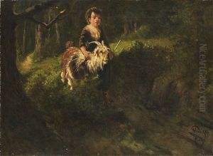 Pastorella Nel Bosco by Giuseppe Palizzi