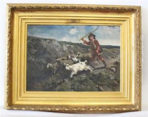 Berger En Chemin De Montagne by Giuseppe Palizzi