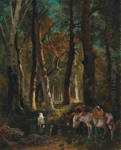 In The Forest Of Fontainebleau by Giuseppe Palizzi