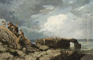Marina Con Figure by Giuseppe Palizzi