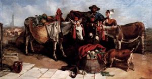 Italiensk Gatuforsaljare Med Lastasnor by Giuseppe Palizzi