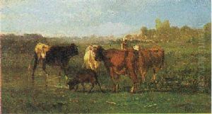 Mucche Al Pascolo by Giuseppe Palizzi