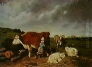 Milking The Cow by Giuseppe Palizzi