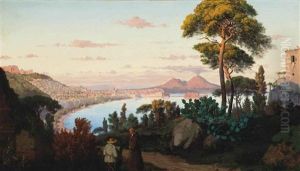 The Artist And A Monk Above The Bay Of Naples by Nicola Palizzi