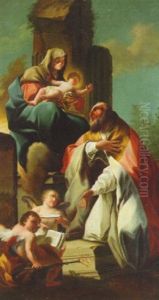 The Madonna And Child Appearing In A Vision To A Bishop Saint
