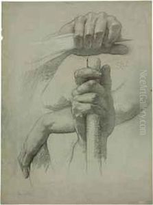A Study Of Two Hands Holding A Pole For The Mural In The Mahoningcourt House, Youngstown, Ohio by Edwin Howland Blashfield