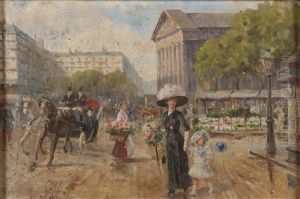 A Paris Street Scene (pair) by Joaquin Pallares y Allustante