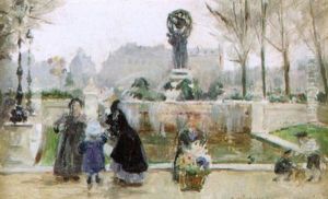Market At The Place De La Republique, Paris by Joaquin Pallares y Allustante