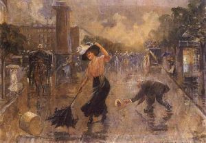 Coup De Vent A La Porte St. Martin by Joaquin Pallares y Allustante
