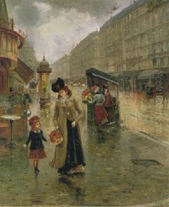 La Rue Soufflot With The Pantheon In The Background by Joaquin Pallares y Allustante