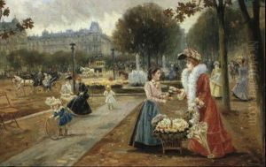 Parisian Flower-seller by Joaquin Pallares y Allustante
