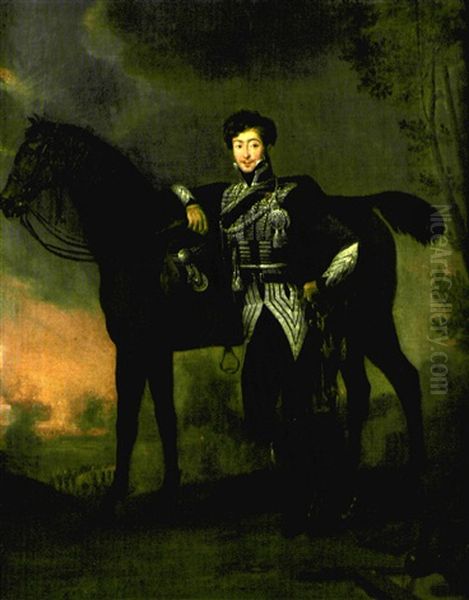 Portrait D'homme Et Son Cheval - view 1