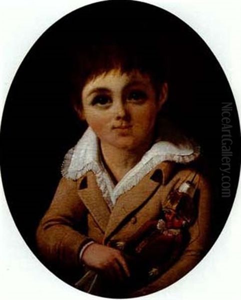 Portrait Of A Young Boy Hold- Ing A Puppet - view 1