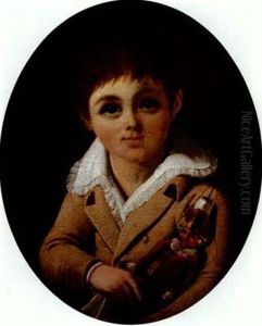 Portrait Of A Young Boy Hold- Ing A Puppet