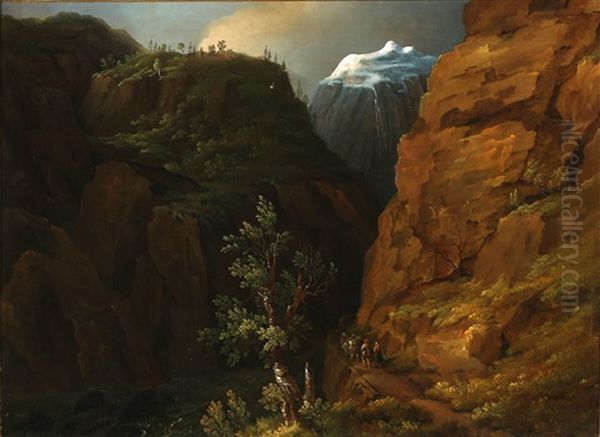 Travellers On A Mountain Path - view 1
