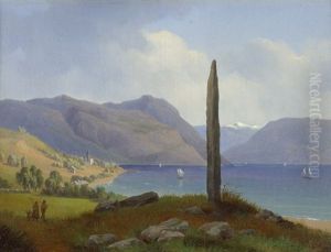 Der Frithjof Gedenkstein In Leikanger Bei Balestrand In Norwegen Der Frithjof Gedenkstein In Leikanger Bei Balestrand In Norwegen