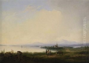 Blick Uber Den Siljansee Mit Der Kirche Von Mora In Der Provinz Dalarna In Schweden