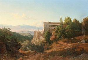 Vue Af Slottet Colonna Vid Genazzano Vue Af Slottet Colonna Vid Genazzano