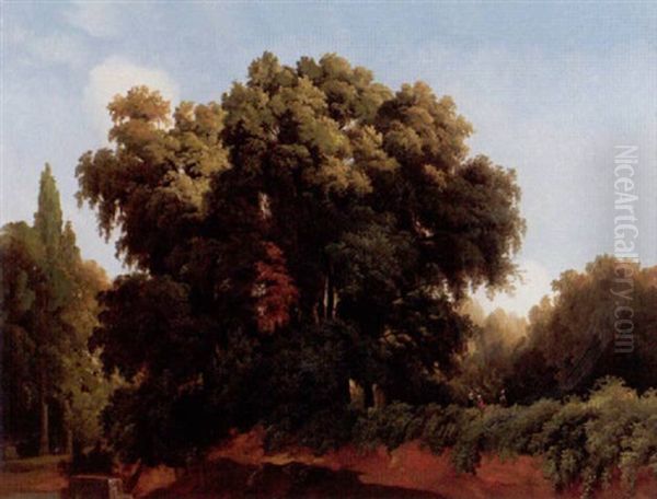 Italienskt Landskap Med Trad Och Figurer - view 1