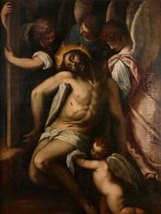 Le Christ Soutenu Par Des Anges by Jacopo Palma il Giovane