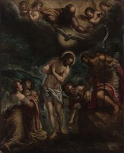 The Baptism Of Christ by Jacopo Palma il Giovane