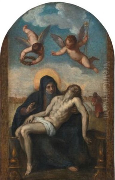 The Pieta, A View Of Venice Beyond by Jacopo Palma il Giovane