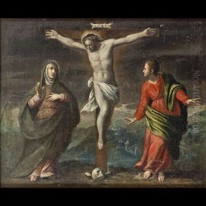 Cristo Crocifisso Tra La Madonna E San Giovanni Evangelista by Jacopo Palma il Giovane
