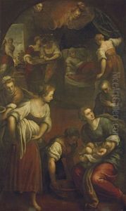 The Nativity Of The Virgin by Jacopo Palma il Giovane