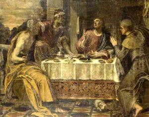 Le Christ Et Les Pelerins D'emmaus by Jacopo Palma il Giovane