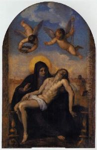 The Pieta, A View Of Venice Beyond by Jacopo Palma il Giovane