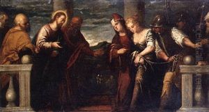 Christ And The Woman Taken In Adultery by Jacopo Palma il Giovane