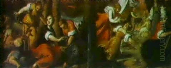 Moses,die Israeliten Und Die Wachteln        Moses  Zeigt Die Zwei Neuen Gesetzestafeln Dem Volk - view 1