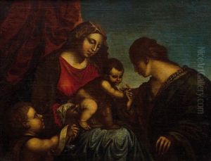 Maria Und Elisabeth Mit Jesus Und Johannes by Jacopo Palma il Vecchio