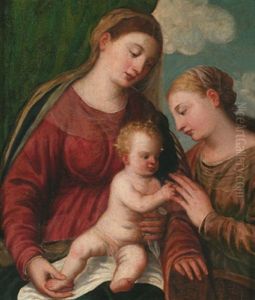 Und Die Mystische Vermahlung Der Hl. Katharina by Jacopo Palma il Vecchio