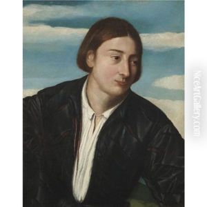 Portrait Of A Young Man Wearing A Black Satin Doublet And A White Shirt by Jacopo Palma il Vecchio