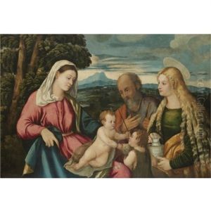 The Holy Family With The Infant Saint John The Baptist And Mary Magdalene by Jacopo Palma il Vecchio