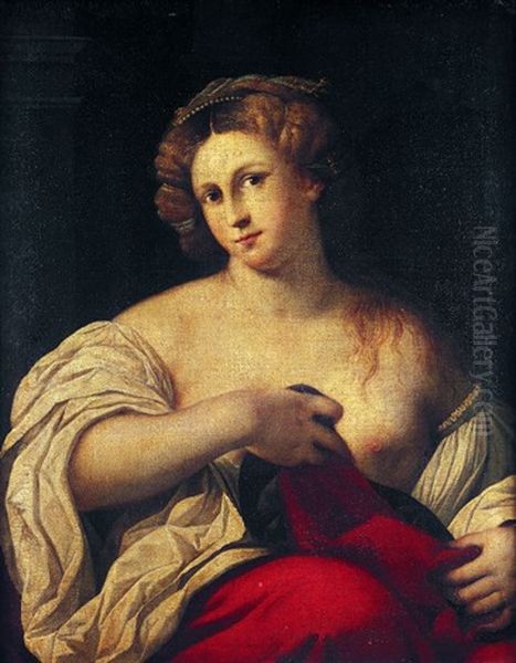 Portrait De Femme A La Draperie Rouge - view 1
