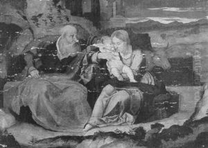 Die Rast Auf Der Flucht Nach Agypten by Jacopo Palma il Vecchio
