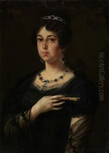 Retrato De Dama by Vicente Palmaroli Y Gonzalez