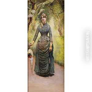 Dama Con Sombrilla En El Jardin by Vicente Palmaroli Y Gonzalez