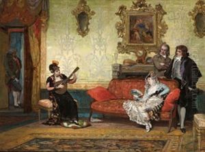 Concierto De Mandolina by Vicente Palmaroli Y Gonzalez