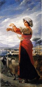 Contadina Con Una Cabra by Vicente Palmaroli Y Gonzalez