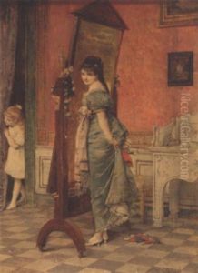 A Mother And Daughter by Vicente Palmaroli Y Gonzalez