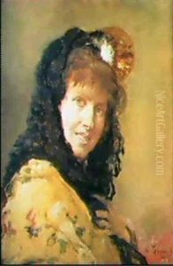 Madrilena Con Manton, Mantilla Y Peineta by Vicente Palmaroli Y Gonzalez