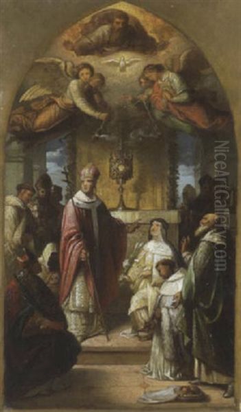 St. Norbert Und Die Heiligen Seines Ordens In Der Peterskirche Vor Pabst Honorius Ii. Kniend. - view 1