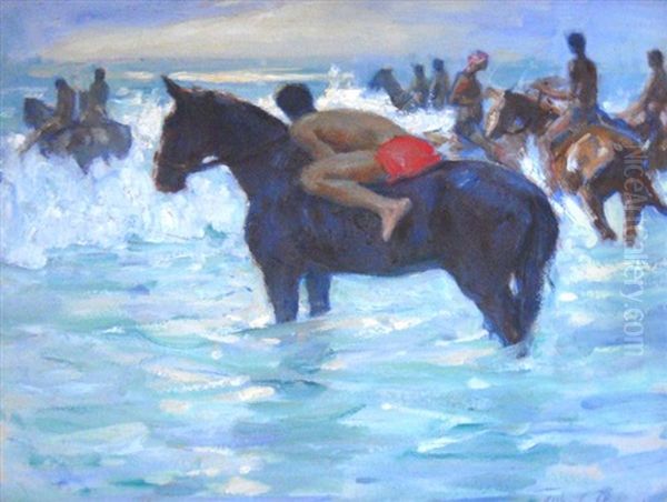 Figures On Horseback In The Breakers - view 1
