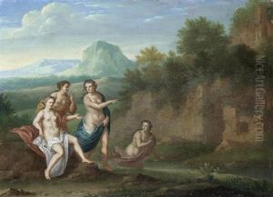 An Italianate Landscape With Nymphs Beside Ruins by James (Sir) Palmer