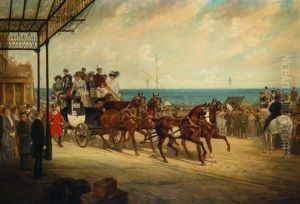 Alfred Gwynne Vanderbilt Arriving At Brighton, Driving His Coach "venture" by James Lynwood Palmer