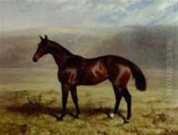 Chestnut Horse In A Landscape - view 1
