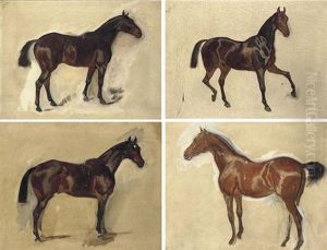 Sketch Of "valour", A Bay Horse (+ 3 Others; 4 Works) by James Lynwood Palmer